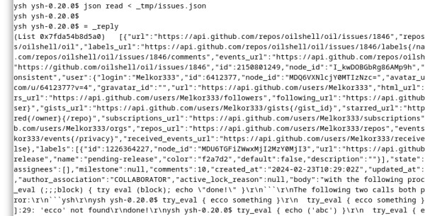 ysh issues.json